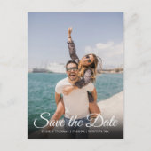 Elegantes Script Einfaches Foto Save the Date Post Postkarte (Vorderseite)