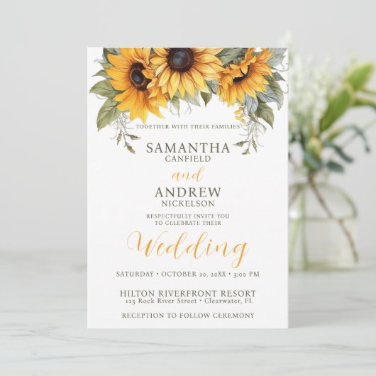 Elegantes Script - Einladung zur Hochzeit von Sonn (Stehend Vorderseite)