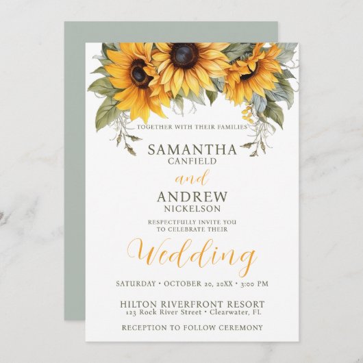 Elegantes Script - Einladung zur Hochzeit von Sonn (Vorne/Hinten)