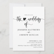 Elegantes Script Einladungen für einfache Hochzeit