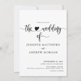 Elegantes Script Einladungen für einfache Hochzeit