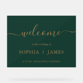 Elegantes Script Emerald Green Gold Minimalistisch Acrylschild (Vorderseite)