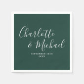 Elegantes Script Emerald Green Minimalistisch Serviette (Vorderseite)