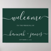 Elegantes Script Emerald Green Wedding Welcome Sig Poster (Vorne)