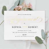 Elegantes Script Engagement Party Gold Folieneinladung