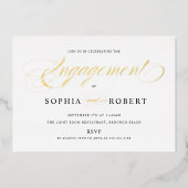 Elegantes Script Engagement Party Gold Folieneinladung (Vorderseite)
