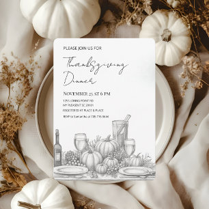 Elegantes Script Erntedank Dinner Einladung