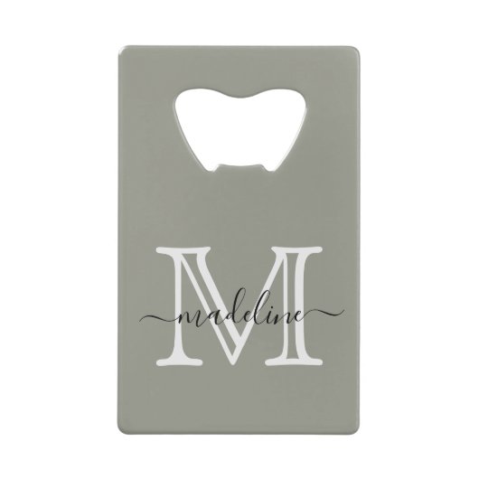 Elegantes Script Evergreen Fog Monogram Geldbeutel Flaschenöffner (Vorderseite)