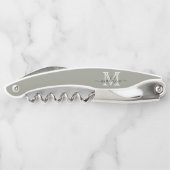 Elegantes Script Evergreen Fog Monogram Kitchen Kellnermesser (Rückseite)