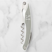Elegantes Script Evergreen Fog Monogram Kitchen Kellnermesser (Vorderseite)