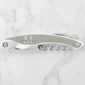 Elegantes Script Evergreen Fog Monogram Kitchen Kellnermesser (Vorderseite)