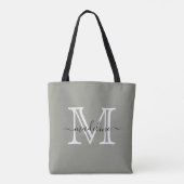 Elegantes Script Evergreen Fog Monogram Tasche (Rückseite)