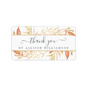 Elegantes Script Fall Golden Foliage Vielen Dank Adressaufkleber (Vorne)