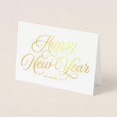 Elegantes Script Fappy New Year mit Foto Folienkarte (Vorderseite)