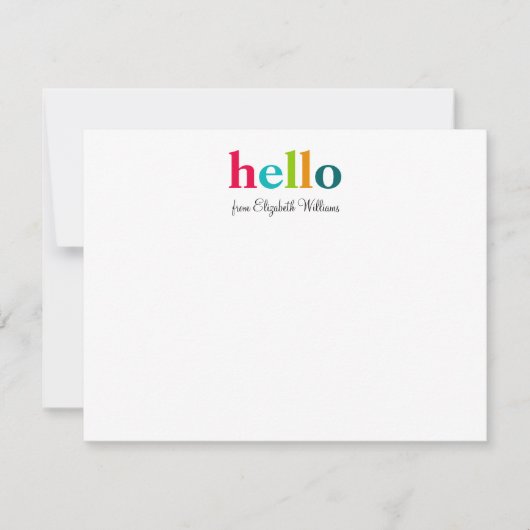 Elegantes Script farbenfrohe Atmosphäre Hallo Mitteilungskarte (Vorderseite)