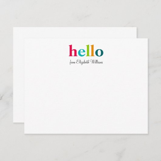 Elegantes Script farbenfrohe Atmosphäre Hallo Mitteilungskarte (Vorne/Hinten)