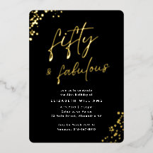 Elegantes Script Fifty und fabulous Birthday Gold