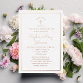 Elegantes Script First Communion Rose Gold Folieneinladung