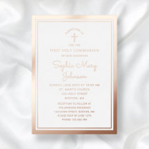 Elegantes Script First Communion Rose Gold
