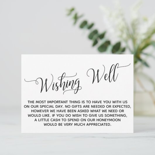 Elegantes Script Flitterwochen Gute Wünsche Begleitkarte (Stehend Vorderseite)