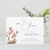 Elegantes Script Floral Baby in Bloom Baby Shower Einladung (Stehend Vorderseite)
