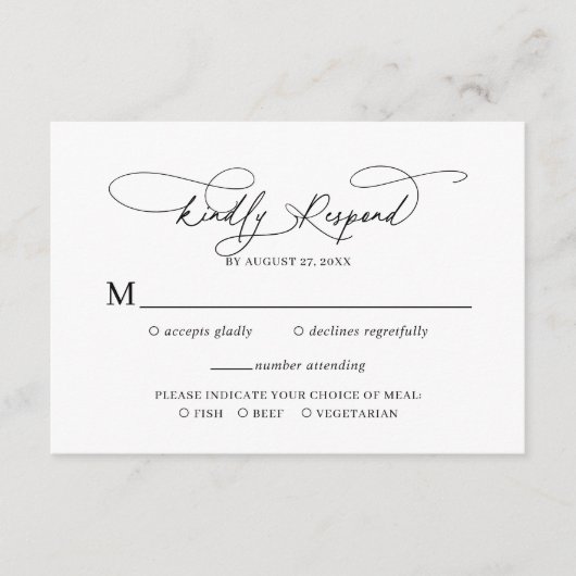 Elegantes Script floral Dusty Blue Wedding Rsvp Begleitkarte (Vorderseite)