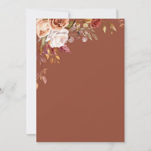 Elegantes Script Floral Erntedank Dinner Einladung (Rückseite)