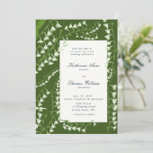 Elegantes Script Floral Frame Lily Valley Hochzeit Einladung (Stehend Vorderseite)