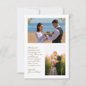 Elegantes Script Floral Watercolor Hochzeitsszenar Dankeskarte (Rückseite)