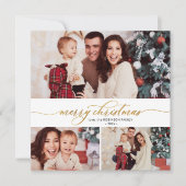 Elegantes Script Foliage 3 Multi-Foto Weihnachten (Vorderseite)