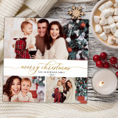 Elegantes Script Foliage 3 Multi-Foto Weihnachten