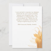 Elegantes Script Foliage Foto Geburtstag Dankeskarte (Rückseite)