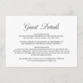 Elegantes Script Formal White Wedding Guest Detail Begleitkarte (Vorderseite)