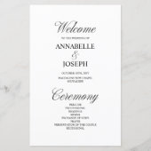 Elegantes Script-formales White Wedding-Programm (Vorderseite)