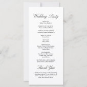 Elegantes Script-formales White Wedding-Programm (Rückseite)