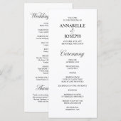 Elegantes Script-formales White Wedding-Programm (Vorne/Hinten)