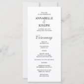 Elegantes Script-formales White Wedding-Programm (Vorderseite)