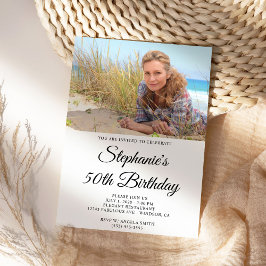 Elegantes Script-Foto 50. Geburtstag Einladung