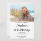 Elegantes Script-Foto 50. Geburtstag Einladung (Vorderseite)