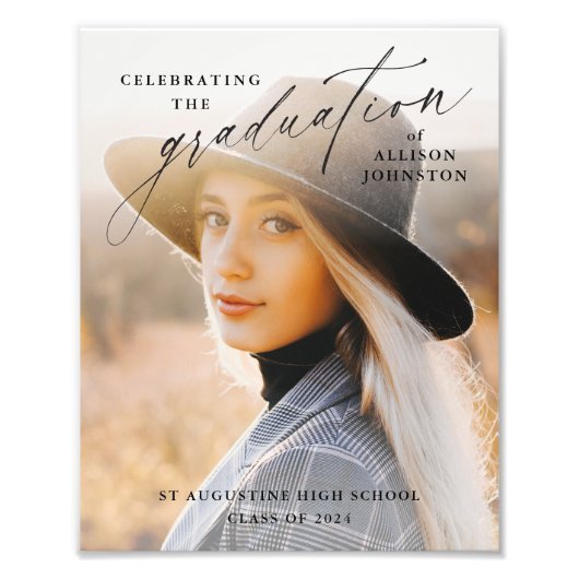 Elegantes Script Foto Abschluss Willkommenspender (Vorne)