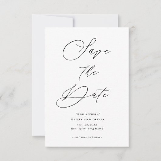 Elegantes Script-Foto auf der Rückseite, Petite We Save The Date (Vorderseite)