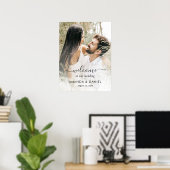 Elegantes Script-Foto-Begrüßungszeichen Poster (Heimbüro)