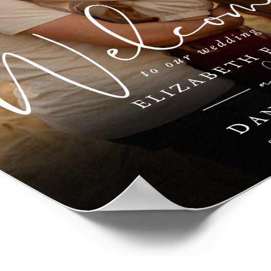 Elegantes Script-Foto-Begrüßungszeichen Poster (Ecke)