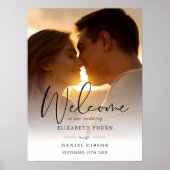 Elegantes Script-Foto-Begrüßungszeichen Poster (Vorne)