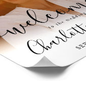Elegantes Script-Foto-Begrüßungszeichen Poster (Ecke)
