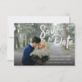 Elegantes Script-Foto beim Hochfahren der Datumska RSVP Karte