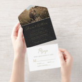 Elegantes Script-Foto Black Wedding All-in-One-Einladung (Abreißstreifen)