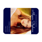 Elegantes Script Foto Blue Abschluss Ankündigung Magnet (Horizontal)
