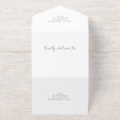 Elegantes Script Foto Blue Wedding All-in-One-Einladung (Außenseite)