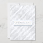 Elegantes Script Foto Blue Wedding Save the Date (Rückseite)